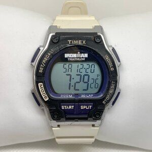 Timex Ironman Triathlon men digital watch 42mm white plastic band running